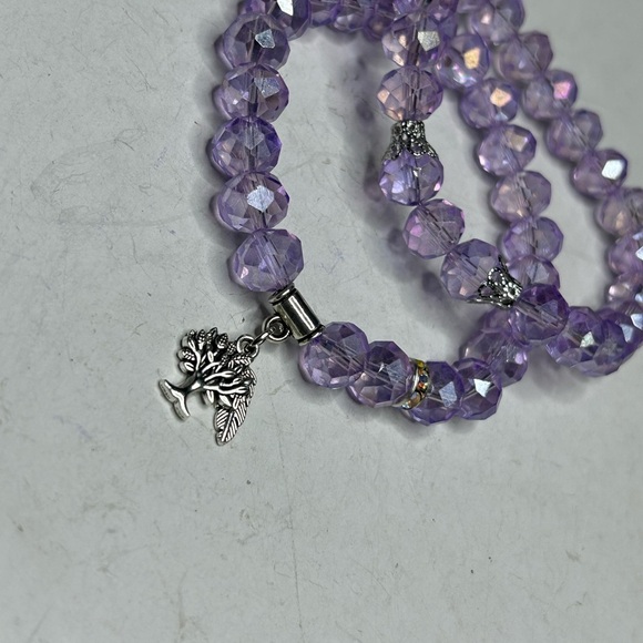 Purple Crystal Angel Tree Charm Bracelet Set - Picture 2 of 3